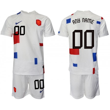 Men's Netherlands Custom White Away Soccer Jersey Suit