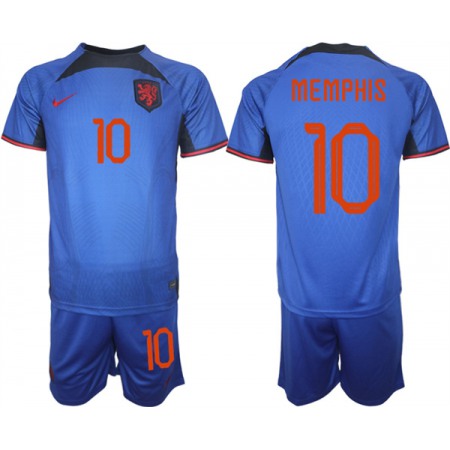 Men's Netherlands #10 Memphis Royal Away Soccer Jersey Suit