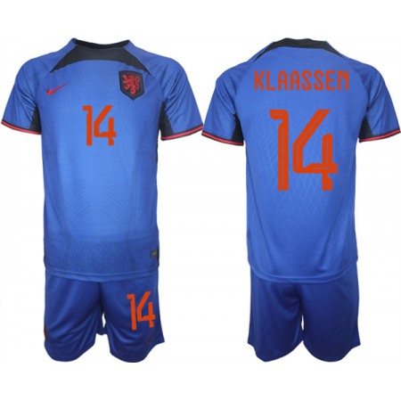 Men's Netherlands #14 Klaassen Royal Away Soccer Jersey Suit