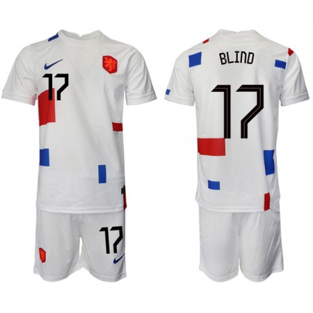 Men's Netherlands #17 Blind White Away Soccer Jersey Suit