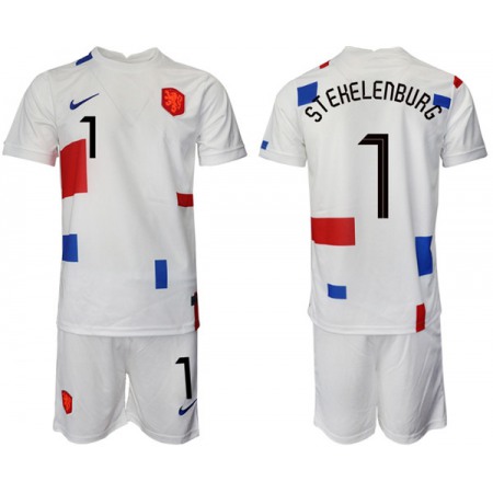 Men's Netherlands #1 Stehelenburg White Away Soccer Jersey Suit