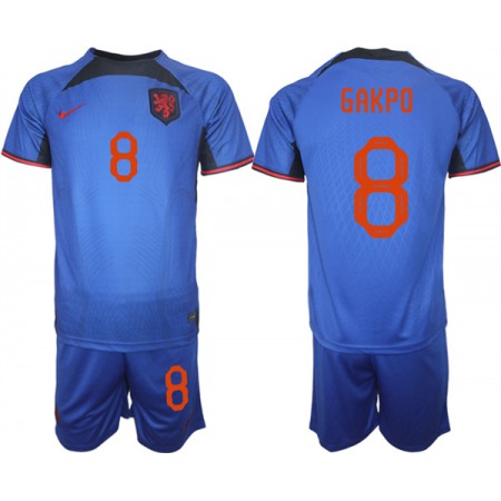 Men's Netherlands #8 Gakpo Royal Away Soccer Jersey Suit
