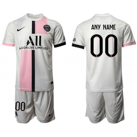 Men's Paris Saint-Germain Custom White/Pink Soccer Away Jersey Suit