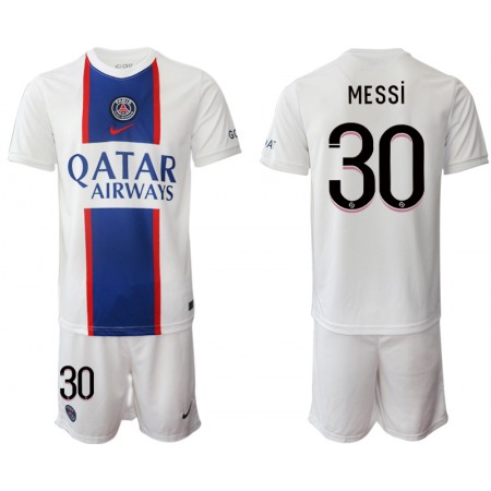 Men's Paris Saint-Germain #30 Lionel Messi 2023 White Away Soccer Jersey Suit