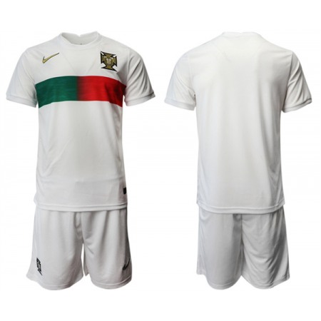 Men's Portugal Blank White Away Soccer Jersey Suit 001