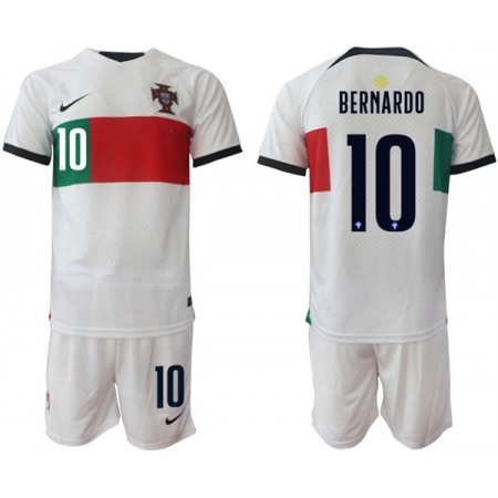 Men's Portugal #10 Bernardo White Away Soccer Jersey Suit 001