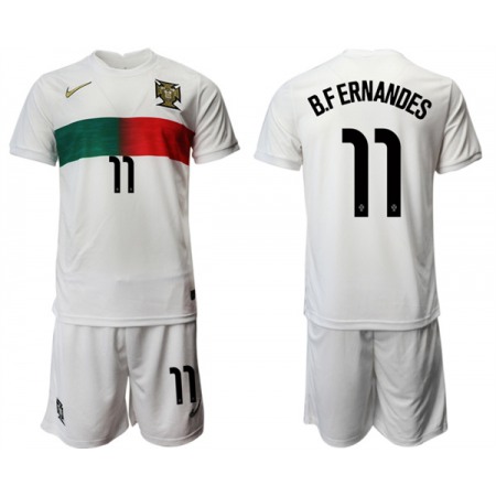 Men's Portugal #11 B. Fernandes White Away Soccer Jersey Suit