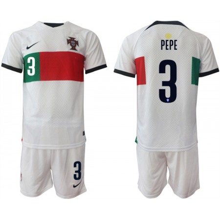 Men's Portugal #3 Pepe White Away Soccer Jersey Suit