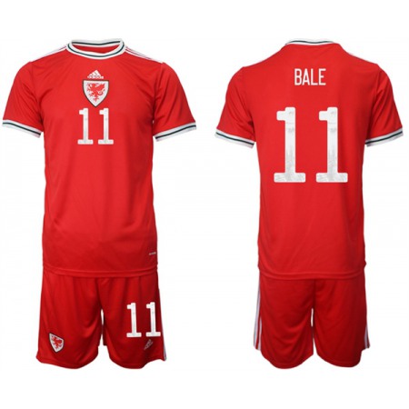 Men's Wales #11 Bale Red Home Soccer Jersey Suit