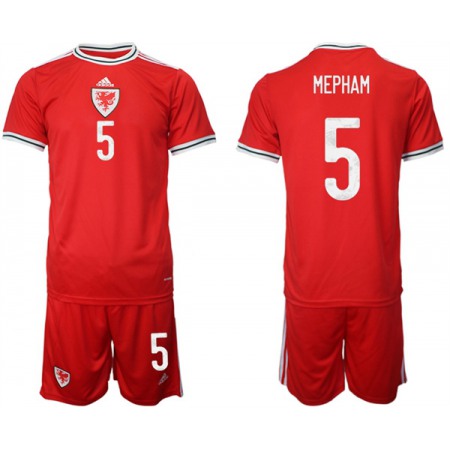 Men's Wales #5 Mepham Red Home Soccer Jersey Suit