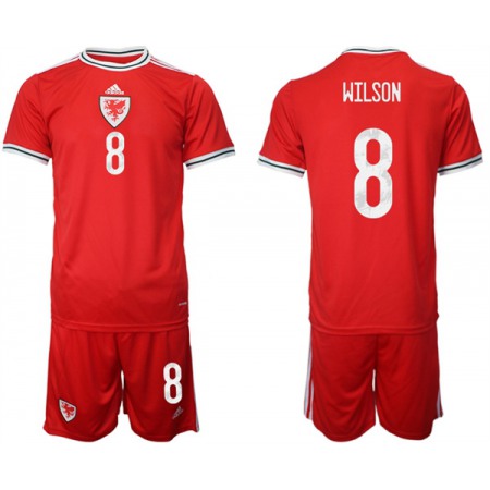 Men's Wales #8 Wilson Red Home Soccer Jersey Suit
