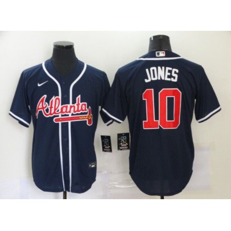 Men's Atlanta Braves #10 Chipper Jones Navy Cool Base Stitched Baseball Jersey