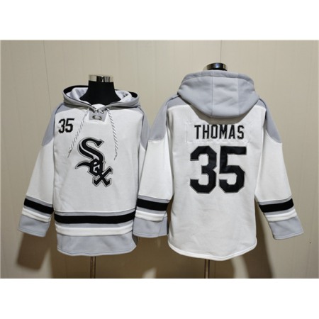 Men's Chicago White Sox #35 Frank Thomas White Ageless Must-Have Lace-Up Pullover Hoodie