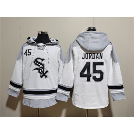 Men's Chicago White Sox #45 Michael Jordan White Ageless Must-Have Lace-Up Pullover Hoodie
