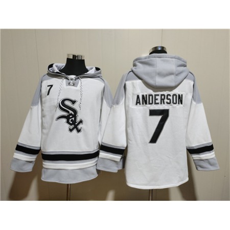 Men's Chicago White Sox #7 Tim Anderson White Ageless Must-Have Lace-Up Pullover Hoodie