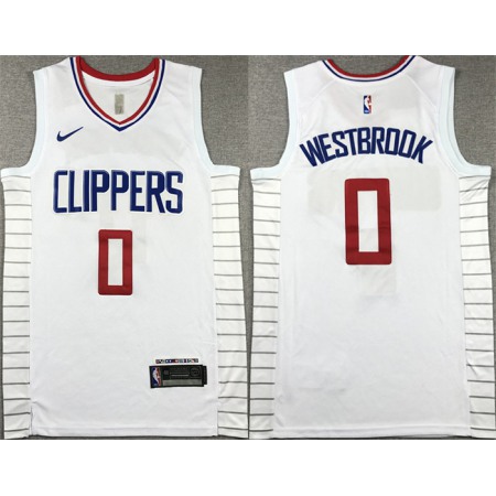 Men's Los Angeles Clippers #0 Russell Westbrook White 2023 Association Edition Stitched Jersey