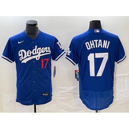 Men's Los Angeles Dodgers #17 Shohei Ohtani Blue Flex Base Stitched Baseball Jersey