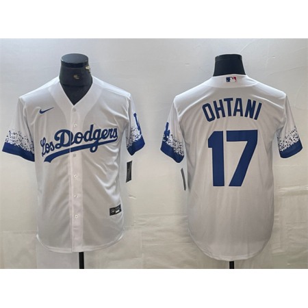 Men's Los Angeles Dodgers #17 Shohei Ohtani White City Connect Cool Base Stitched Jersey