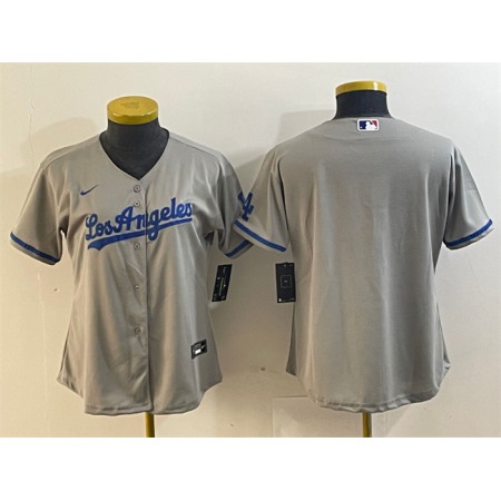 Women's Los Angeles Dodgers Blank Grey Stitched Jersey(Run Small)