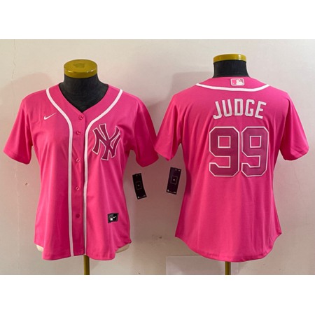 Women's New York Yankees #99 Aaron Judge Pink Stitched Jersey(Run Small)