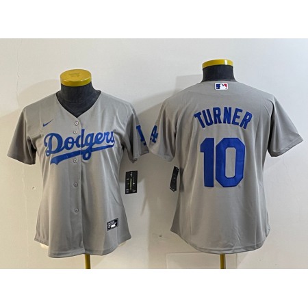 Youth Los Angeles Dodgers #10 Justin Turner Grey Stitched Baseball Jersey