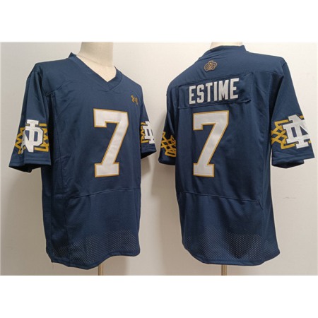 Men's Notre Dame Fighting Irish #7 Audric Estime Navy With Name Limited Stitched Jersey