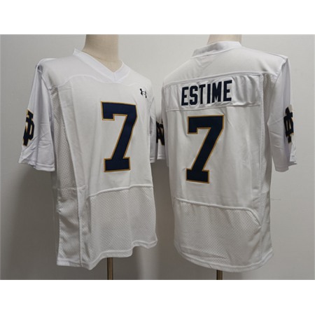 Men's Notre Dame Fighting Irish #7 Audric Estime White With Name Stitched Jersey