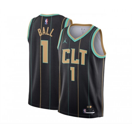 Youth Charlotte Hornets #1 LaMelo Ball Black 2022/23 City Edition Stitched Basketball Jersey