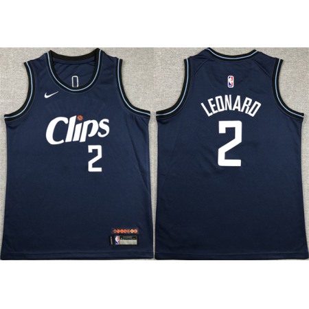 Youth Los Angeles Clippers #2 Kawhi Leonard Navy City Edition Stitched Basketball Jersey