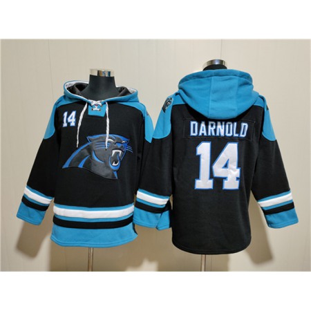 Men's Carolina Panthers #14 Sam Darnold Black Ageless Must-Have Lace-Up Pullover Hoodie