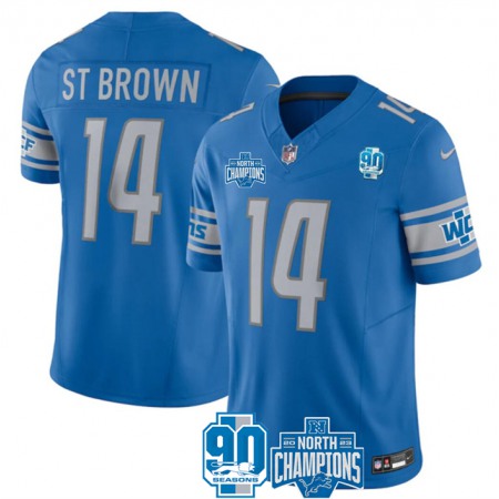 Men's Detroit Lions #14 Amon-Ra St. Brown Blue 2023 F.U.S.E. NFC North Division Champions Vapor Untouchable Limited Stitched Jersey