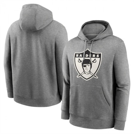 Men's Las Vegas Raiders Heather Gray Primary Logo Long Sleeve Hoodie T-Shirt