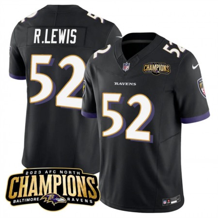 Men's Baltimore Ravens #52 Ray Lewis Black 2023 F.U.S.E. AFC North Champions Vapor Limited Football Jersey