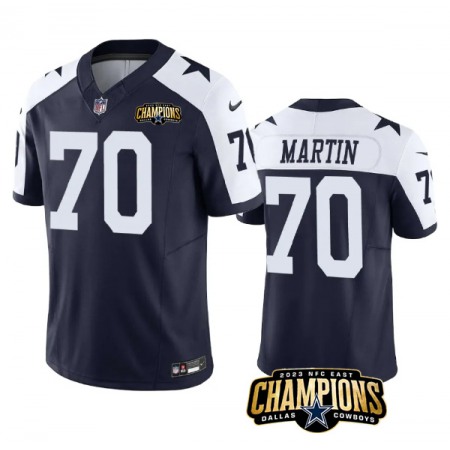 Men's Dallas Cowboys #70 Zack Martin Navy/White 2023 F.U.S.E. NFC East Champions Patch Stitched Football Jersey
