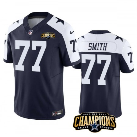 Men's Dallas Cowboys #77 Tyron Smith Navy/White 2023 F.U.S.E. NFC East Champions Patch Stitched Football Jersey