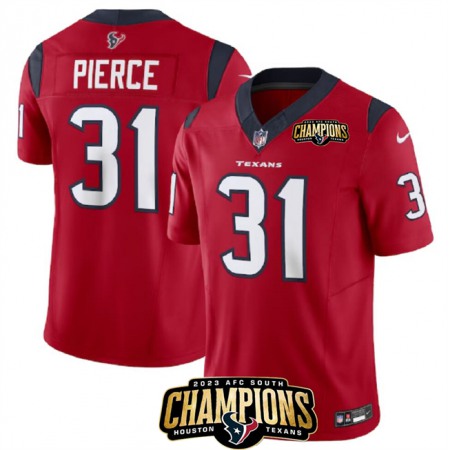 Men's Houston Texans #31 Dameon Pierce Red 2023 F.U.S.E. AFC South Champions Patch Vapor Untouchable Limited Stitched Football Jersey