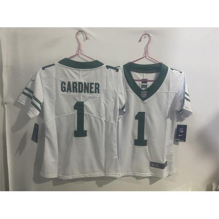 Youth New York Jets #1 Sauce Gardner White Throwback Vapor Untouchable Limited Stitched Jersey