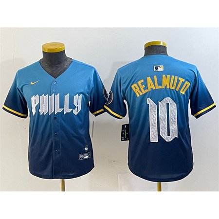 Youth Philadelphia Phillies #10 J.T. Realmuto Blue 2024 City Connect Limited Stitched Baseball Jersey