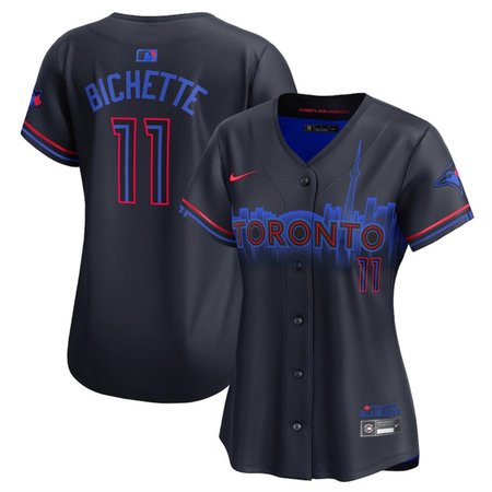 Women's Toronto Blue Jays #11 Bo Bichette Black 2024 City Connect Limited Stitched Baseball Jersey(Run Small)