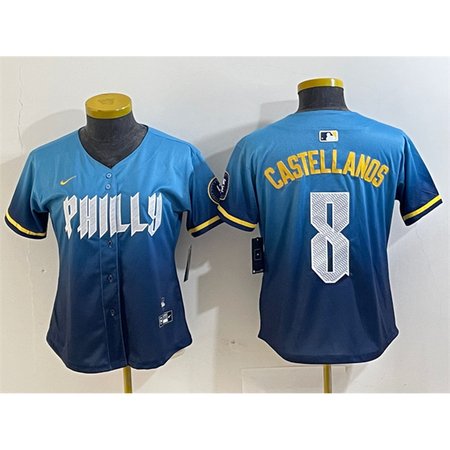Youth Philadelphia Phillies #8 Nick Castellanos Blue 2024 City Connect Limited Stitched Baseball Jersey