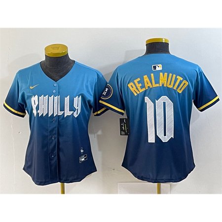 Women's Philadelphia Phillies #10 J.T. Realmuto Blue 2024 City Connect Limited Stitched Baseball Jersey