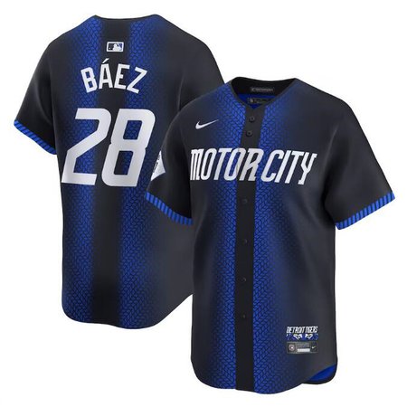 Youth Detroit Tigers #28 Javier Baez 2024 Navy City Connect Cool Base Limited Stitched Baseball Jersey