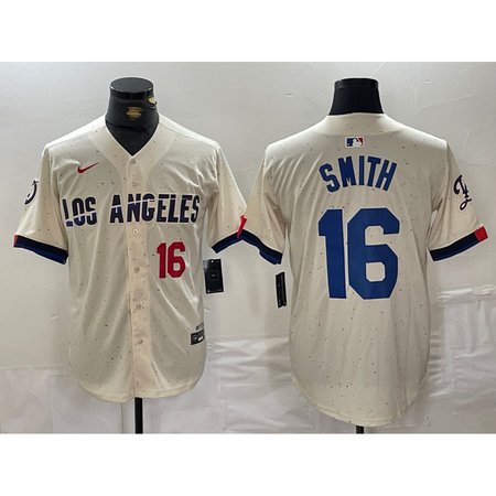 Men's Los Angeles Dodgers #16 Will Smith Cream Stitched Baseball Jersey