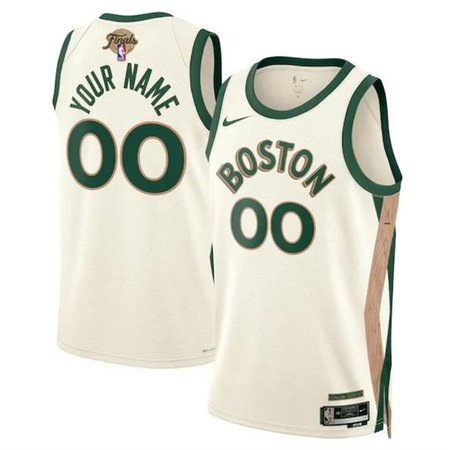 Men's Boston Celtics Active Player Custom White 2024 Finals City Edition Stitched Basketball Jersey