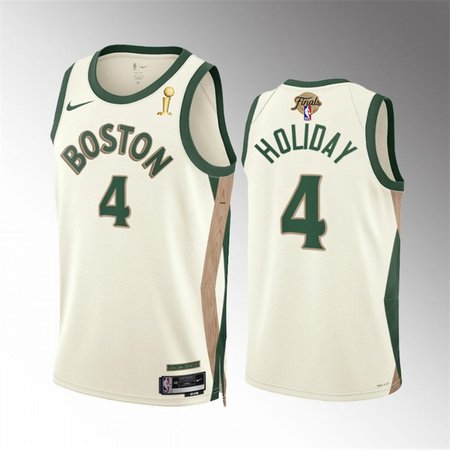 Men's Boston Celtics #4 Jrue Holiday 2024 Finals Champions City Edition Stitched Basketball Jersey