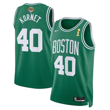 Men's Boston Celtics #40 Luke Kornet Kelly Green 2024 Finals Champions Icon Edition Stitched Basketball Jersey