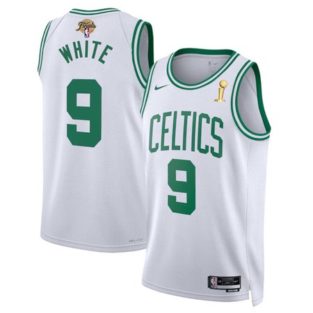 Men's Boston Celtics #9 Derrick White White 2024 Finals Champions Association Edition Stitched Basketball Jersey