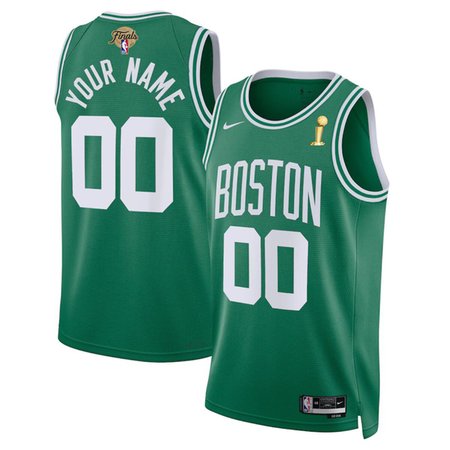 Men's Boston Celtics Active Player Custom Kelly Green 2024 Finals Champions Icon Edition Stitched Basketball Jersey
