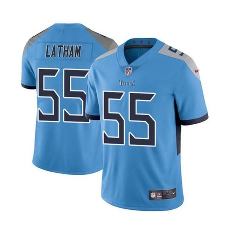 Men's Tennessee Titans #55 JC Latham Blue 2024 Draft Vapor Limited Stitched Football Jersey