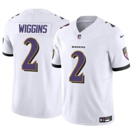 Youth Baltimore Ravens #2 Nate Wiggins White 2024 Draft F.U.S.E Vapor Limited Football Jersey